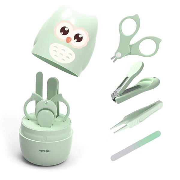 Baby Nail Kit, 4-in-1 Baby Nail Care Set with Cute Case, Baby Nail Clippers, Scissors, Nail File & Tweezers