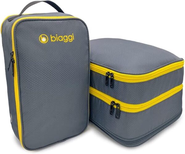 Biaggi Double Deck Compression Cube – Expandable Travel Organizer with Integrated Shoe Cube Compartment