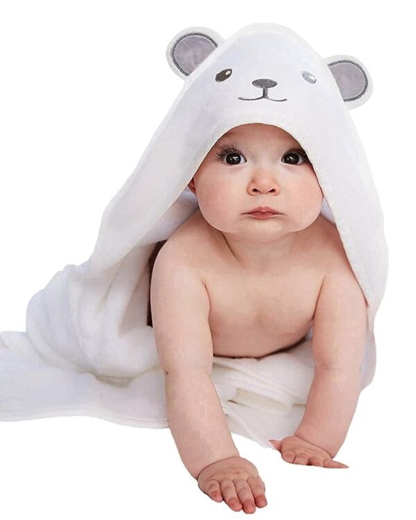 HIPHOP PANDA Hooded Towel - Rayon Made from Bamboo, Bath Towel with Bear Ears for Newborn