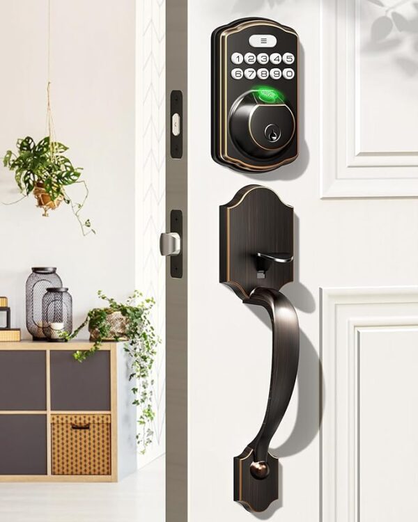 Veise Fingerprint Door Lock Set, Keyless Entry Door Lock, Front Handle Set