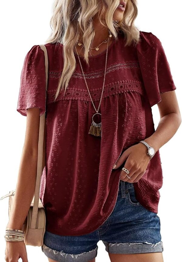 Womens Summer Tops Crewneck Short Sleeve Shirts Casual
