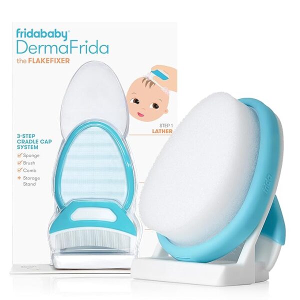 Frida Baby The 3-Step Cradle Cap System, DermaFrida The FlakeFixer, Sponge, Brush
