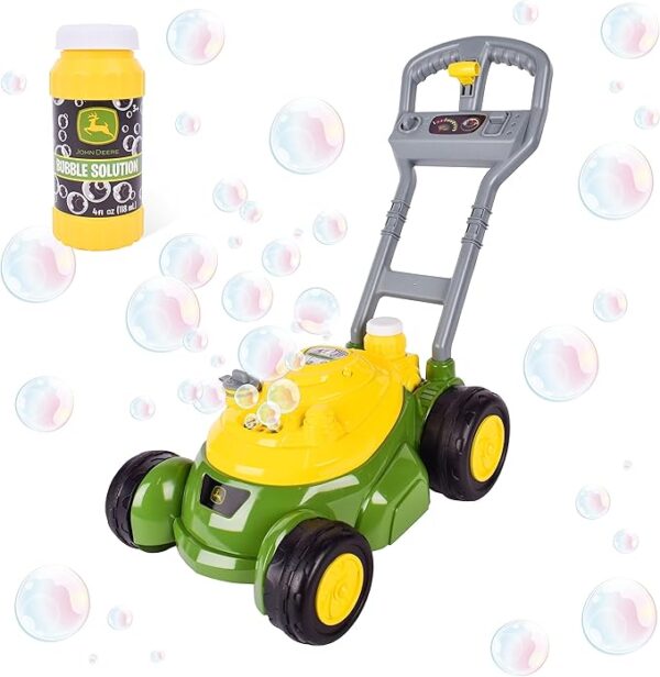John Deere Bubble Lawn Mower for Toddlers, Bubble Blowing Machines, Indoor and Outdoor Gardening Toy