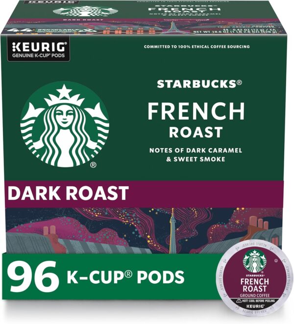 Starbucks K-Cup Coffee Pods, Dark Roast Coffee, French Roast for Keurig Brewers