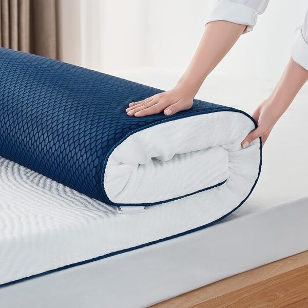 LINSY LIVING 3 Inches Cooling Gel Memory Foam Mattress Topper, Soft Bed Topper Full with Tencel Cover