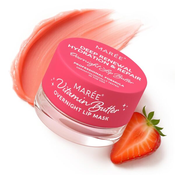 MAREE Lip Mask with Hyaluronic Acid - Overnight Butter Balm - Moisturizer for Very Dry Lips
