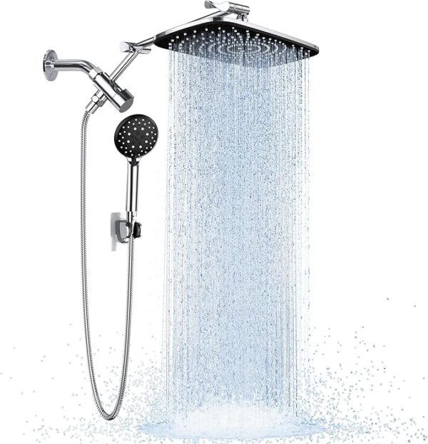 Veken Wide Rain Shower Head with 6 Modes Handheld Water Spray，High Pressure Showerhead Combo