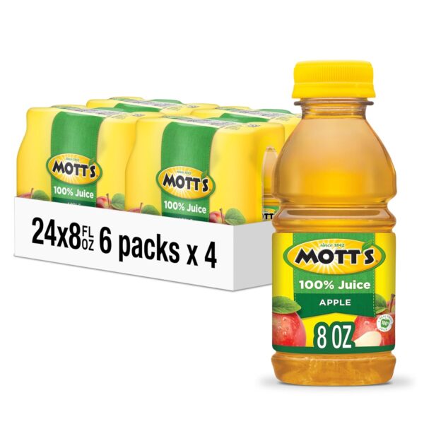 Mott's 100% Original Apple Juice, 8 Fl Oz Bottles, 24 Count (4 Packs Of 6), 2 Servings Of Fruit, 100% Fruit Juice